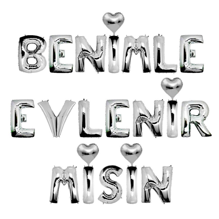 BENİMLE EVLENİRMİSİN GÜMÜŞ SET BALON BENİMLE EVLENİRMİSİN GÜMÜŞ SET BALON