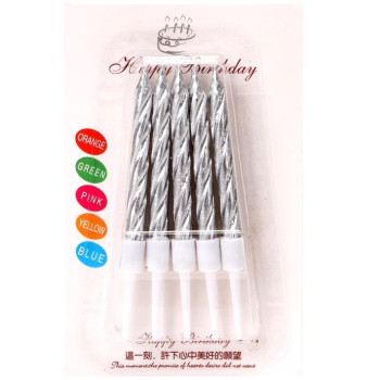 10 LU KÜÇÜK BURGULU GÜMÜŞ MUM 7.5 CM PK:50 KL:600 10 LU KÜÇÜK BURGULU GÜMÜŞ MUM 7.5 CM PK:50 KL:600