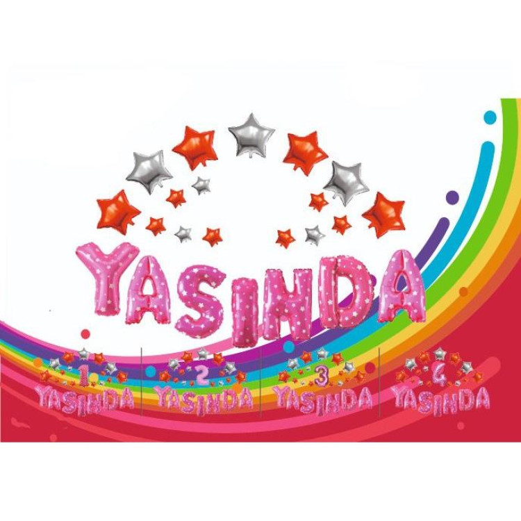 YILDIZLI YAŞINDA PEMBE SET BALON YILDIZLI YAŞINDA PEMBE SET BALON