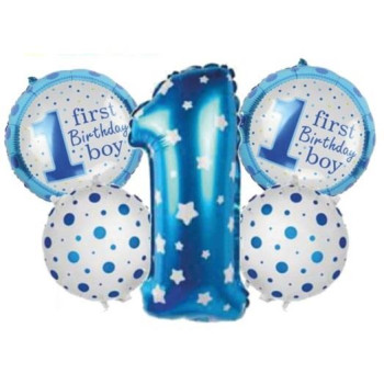 1 YAŞ MAVİ 5Lİ SET BALON 1 YAŞ MAVİ 5Lİ SET BALON