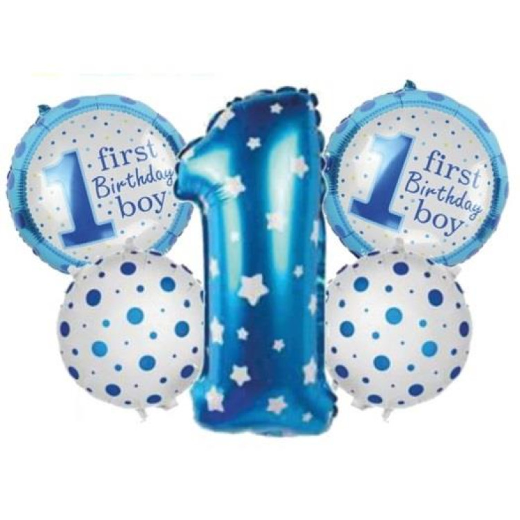 1 YAŞ MAVİ 5Lİ SET BALON