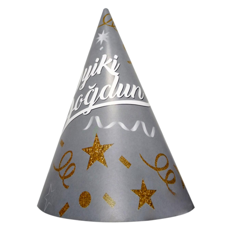 8 Lİ İYİKİ DOĞDUN GÜMÜŞ ŞAPKA