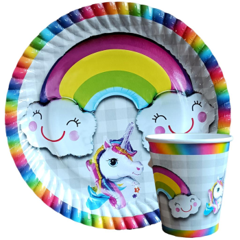 8 Lİ GÖKKUŞAĞI BASKILI TABAK BARDAK SET 8 Lİ GÖKKUŞAĞI BASKILI TABAK BARDAK SET