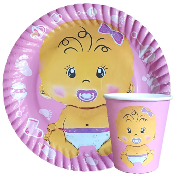 8 Lİ BEBEK PEMBE BASKILI TABAK BARDAK SET 8 Lİ BEBEK PEMBE BASKILI TABAK BARDAK SET
