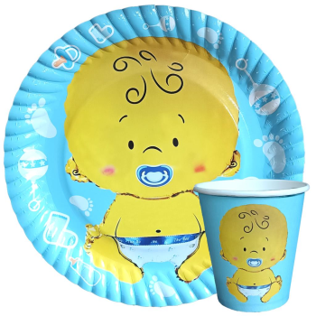 8 Lİ BEBEK MAVİ BASKILI TABAK BARDAK SET 8 Lİ BEBEK MAVİ BASKILI TABAK BARDAK SET