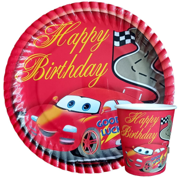 8 Lİ KIRMIZI ARABA BASKILI TABAK BARDAK SET 8 Lİ KIRMIZI ARABA BASKILI TABAK BARDAK SET