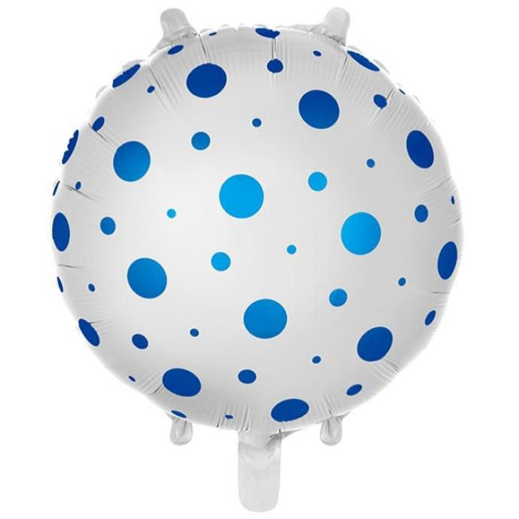 18 İNC YUVARLAK PUANLI MAVİ FOLYO BALON