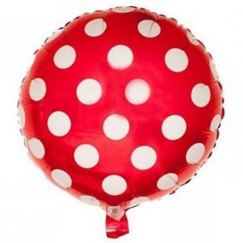 18 İNC YUVARLAK PUANLI KIRMIZI FOLYO BALON 43*43 18 İNC YUVARLAK PUANLI KIRMIZI FOLYO BALON 43*43