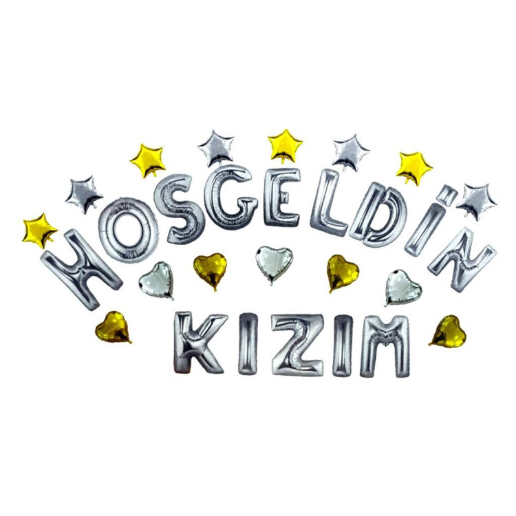 KALPLİ HOŞGELDİN KIZIM GÜMÜŞ SET BALON