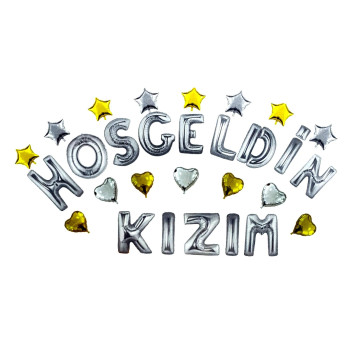 KALPLİ HOŞGELDİN KIZIM GÜMÜŞ SET BALON