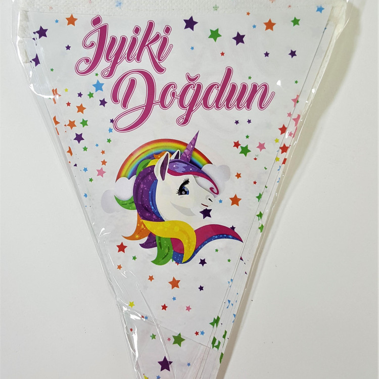 UNICORN İYİKİ DOĞDUN ÜÇGEN FLAMA