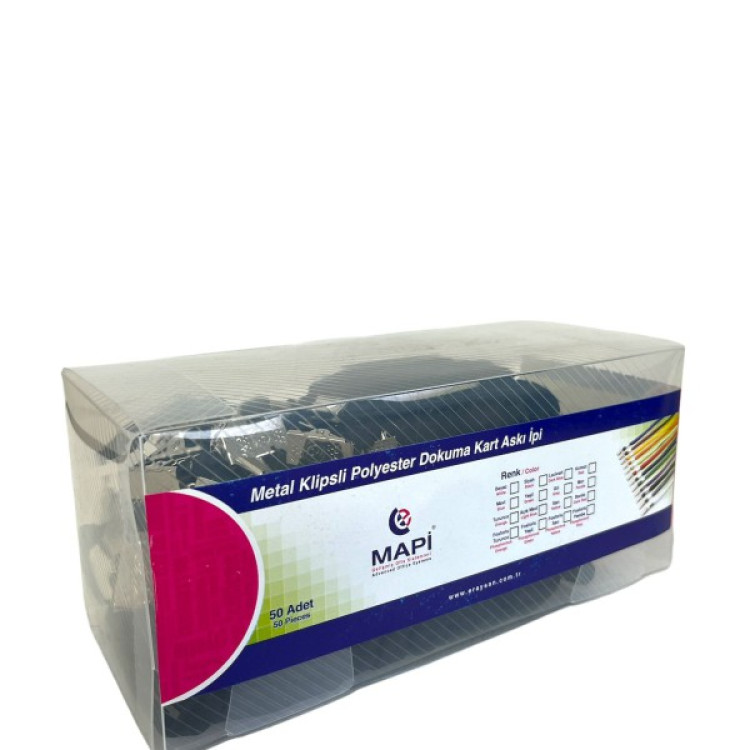 MAPİ KLİPSLİ-POLYESTER DOKUMA ASKI YAKA KARTI İPİ SİYAH 50Lİ *20