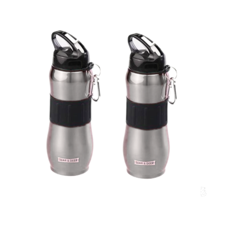 BEAR&DEAR BD-MT0041 ÇELİK SİLİKON KEMERLİ GÜMÜŞ MATARA 830ML