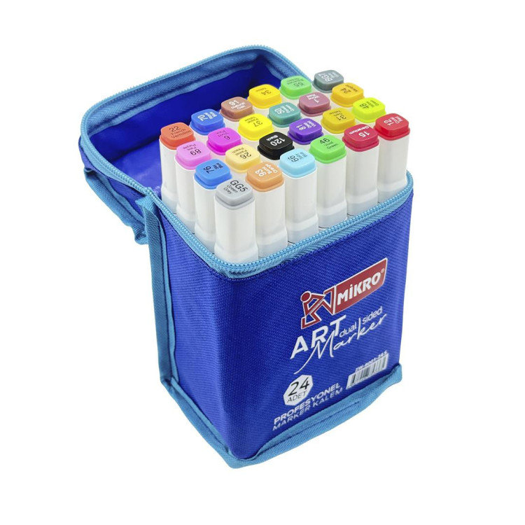 MİKRO ZW-8001  ART ÇİFT TARAFLI ÇANTALI  MARKER 24LÜ *50