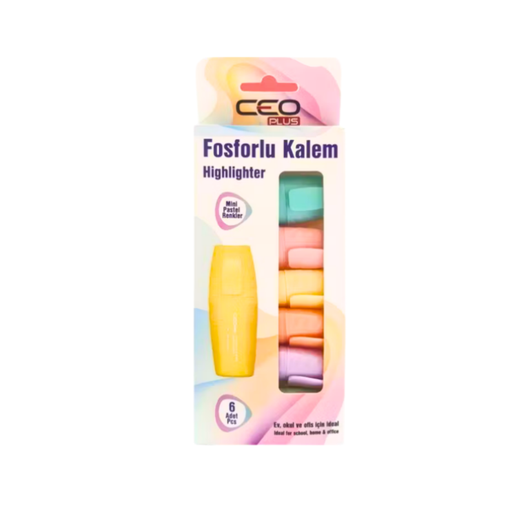 CEO-FO0022 FOSFORLU KALM MİNİ PASTEL RENKLER 6LI >48
