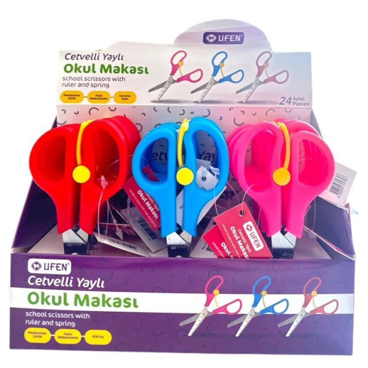 UFEN 70479 CETVELLİ YAYLI OKUL MAKASI 24LÜ