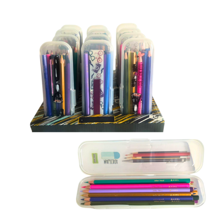 ADEL 24 RENK KURU BOYA PLASTİK  KUTU*24 >