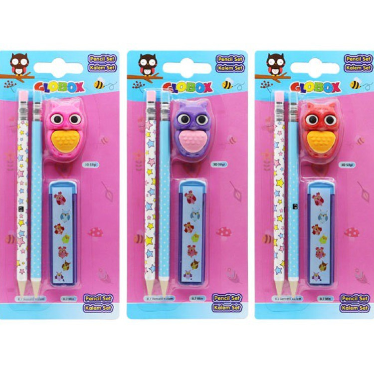 GLOBOX 2563 VERSATİL  KALEM  MIN VE 3D SİLGİ SET 12Lİ