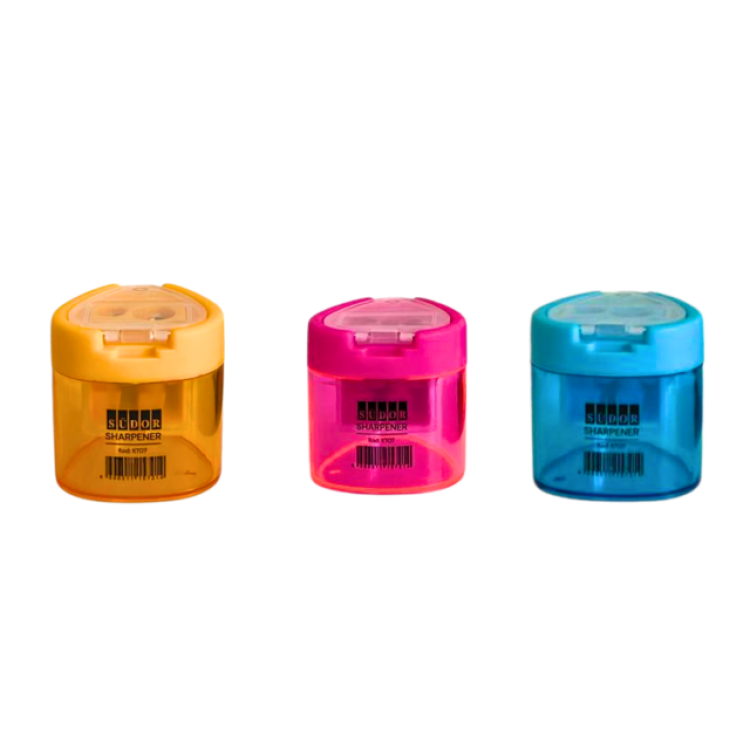 SÜDOR KT07 ÜÇGEN KAPAKLI ŞEFFAF ÇİFTLİ KALEMTIRAŞ 24LÜ*36