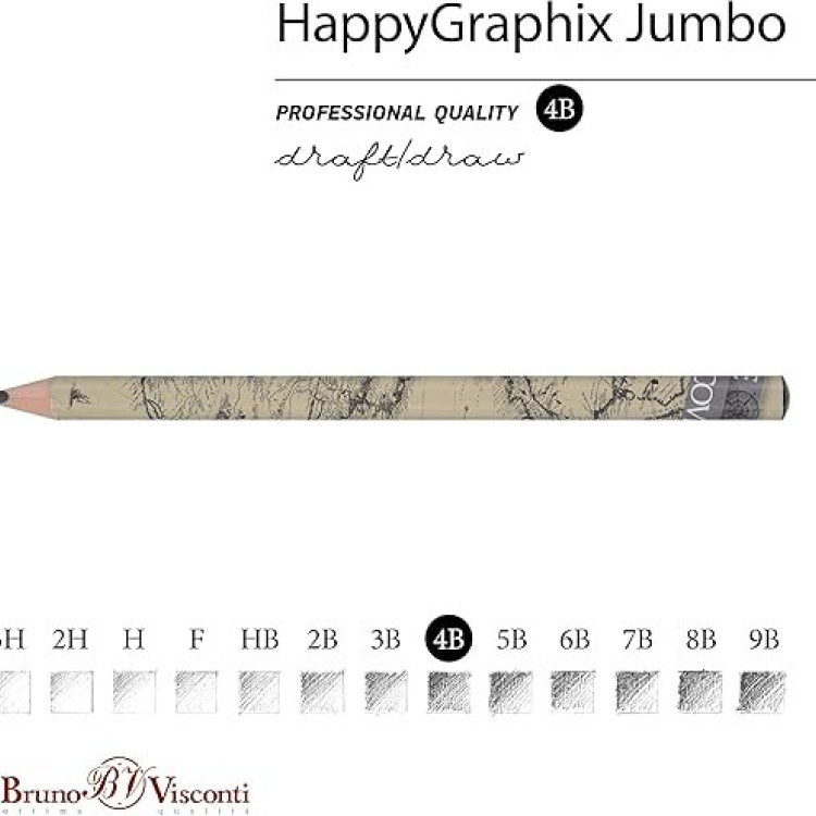 HAPPY GRAPHİX 21-0062-16 JUMBO KURŞUN KALEM  4B 3,5MM HARİTA 30LU PAKET
