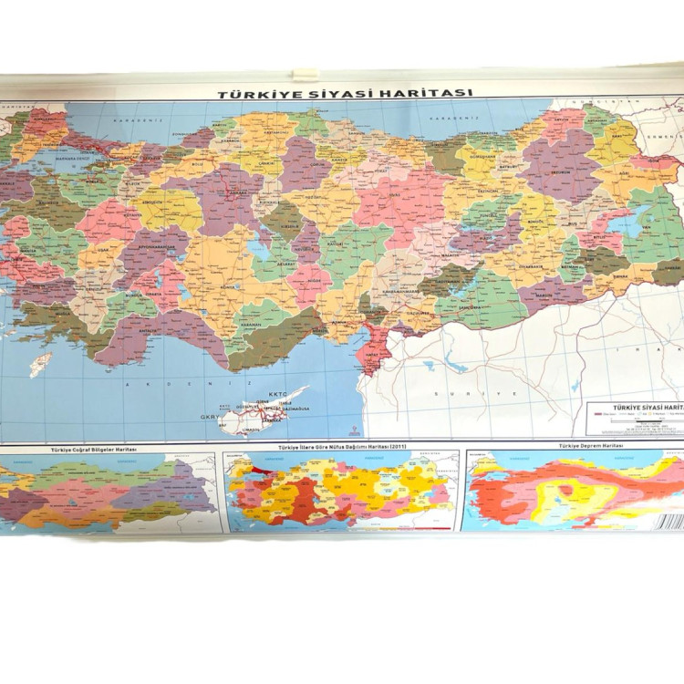 ODAK TÜRKİYE HARİTASI FİZİKİ-SİYASİ 50X70 5li