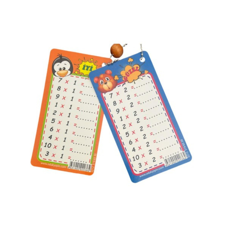 ODAK ZİNCİRLİ ÇARPIM TABLOSU KARTLARI 10LU