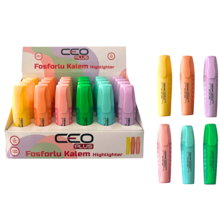 CEO-FO0020 FOSFORLU KALEM PASTEL RENKLER 24LÜ PAKET