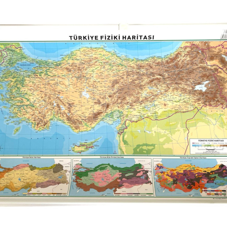 ODAK TÜRKİYE HARİTASI FİZİKİ-SİYASİ 50X70 5li