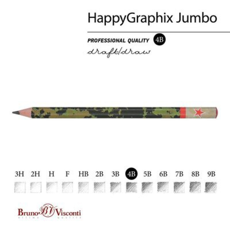 HAPPY GRAPHİX 21-0062-11 JUMBO KURŞUN KALEM  4B 3,5MM YILDIZ  30LU