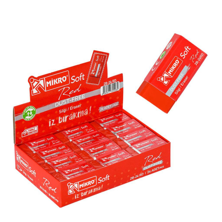 MİKRO 2B-24RD KIRMIZI SOFT SİLGİ 24LÜ*50