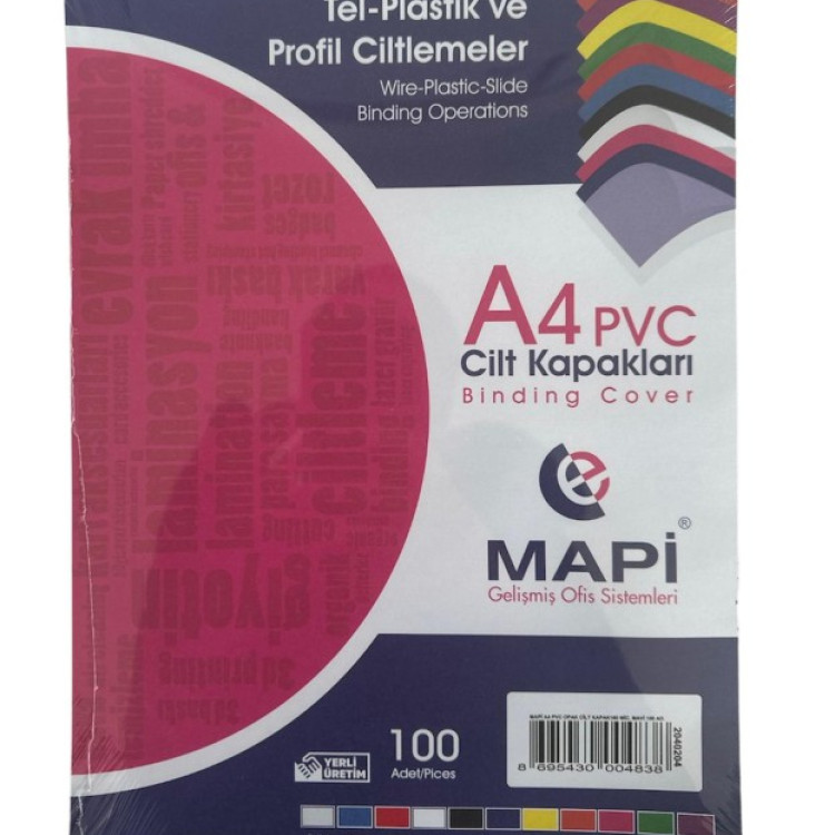 MAPİ-160 PVC CİLT KAPAĞI A4 MAVİ 100LÜ *20