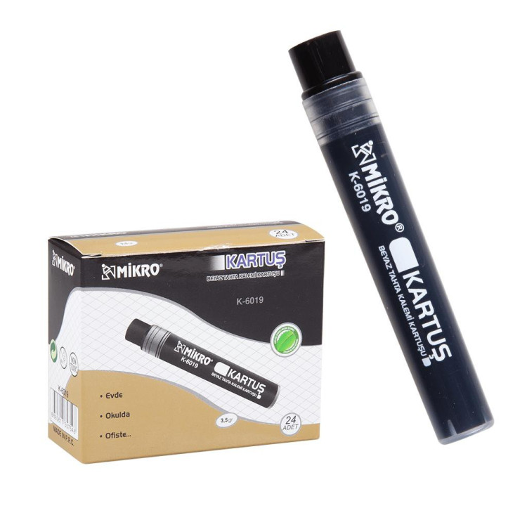 MİKRO K-6019 TAHTA KALEMİ KARTUŞU SİYAH 24LÜ*72