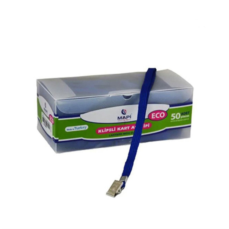 MAPİ LACİVERT  KLİPSLİ-POLYESTER DOKUMA YAKA KARTI İPİ  50Lİ *20