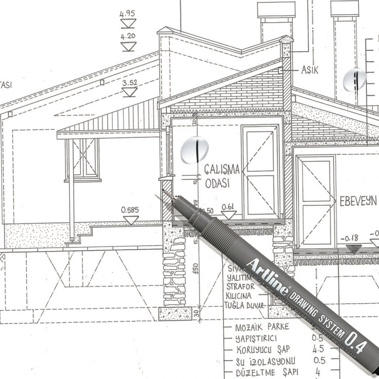 ARTLİNE 234 TEKNİK ÇİZİM KALEMİ 0.4 SİYAH 12Lİ *48 >