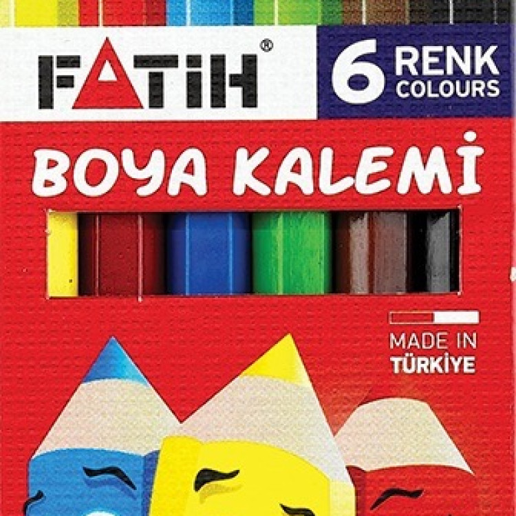 FATİH 33006 KURUBOYA KALEMİ 6 RENK KISA 48Lİ*20