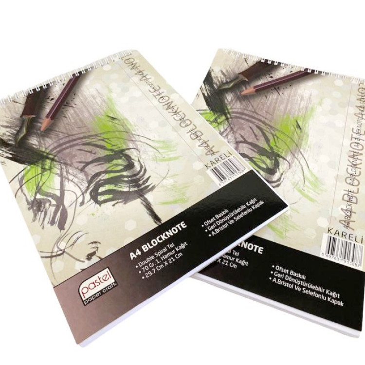 PASTEL A4 SPİRALLİ BLOKNOT KARELİ 6LI *8 $