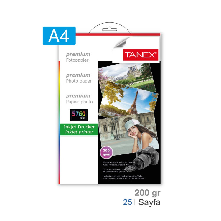 TANEX FOTOĞRAF KAĞIDI A4 200GR 25Lİ *20