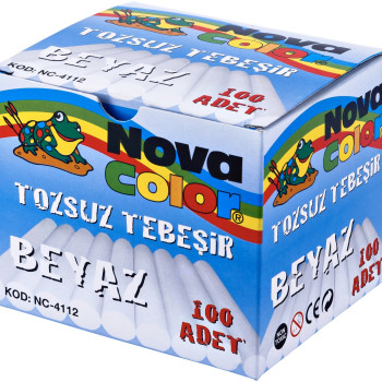 NOVA COLOR NC-4112 TOZSUZ TEBEŞİR 100 LÜ BEYAZ *16 NOVA COLOR NC-4112 TOZSUZ TEBEŞİR 100 LÜ BEYAZ *16