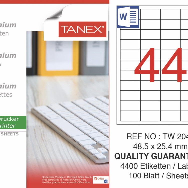 TANEX TW-2044 LAZER ETİKET 48,5*25,4MM 100LÜ *20