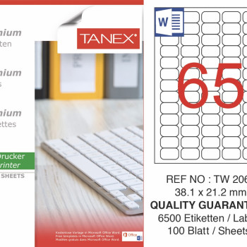 TANEX TW-2065 LAZER ETİKET 38,1*21,2MM 100'LÜ *20