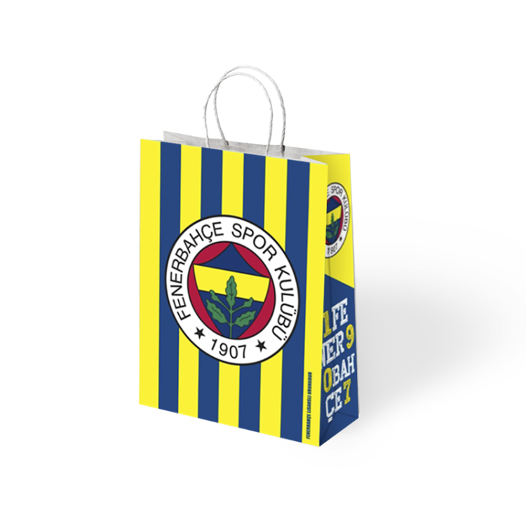 Fenerbahçe Büküm Saplı Kağıt Poşet 18x24 12li Fenerbahçe Büküm Saplı Kağıt Poşet 18x24 12li
