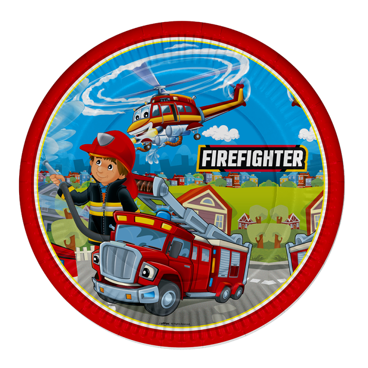 Karton Tabak 23cm 8li -Firefighters- Karton Tabak 23cm 8li -Firefighters-