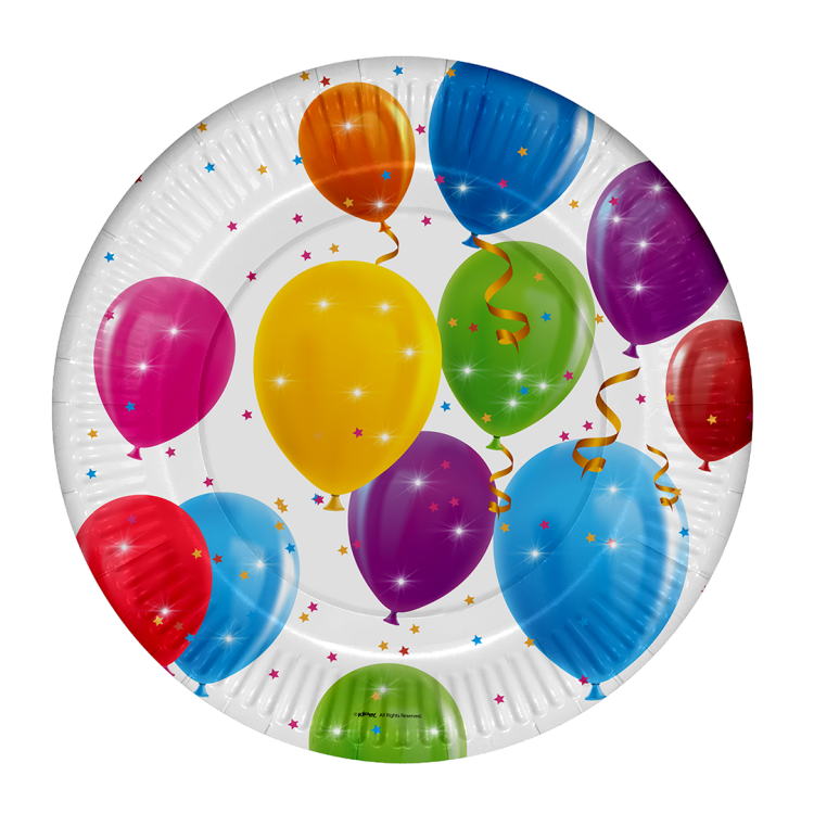 Karton Tabak 23cm 8li -Sparkling Balloons- Karton Tabak 23cm 8li -Sparkling Balloons-