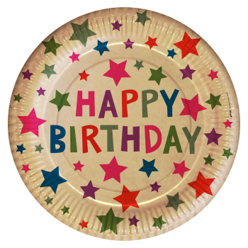 Karton Tabak 23cm 8li -Kraft Stars- Karton Tabak 23cm 8li -Kraft Stars-