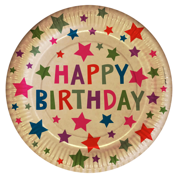 Karton Tabak 23cm 8li -Kraft Stars- Karton Tabak 23cm 8li -Kraft Stars-