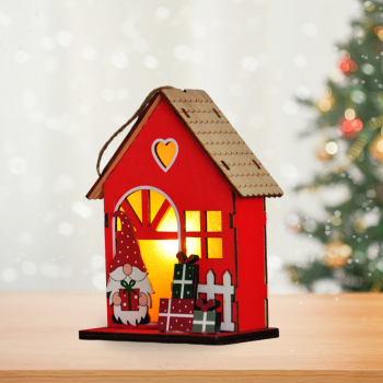 Yılbaşı Dekoru -Ahşap Işıklı Yılbaşı Evi- Yılbaşı Dekoru -Ahşap Işıklı Yılbaşı Evi-
