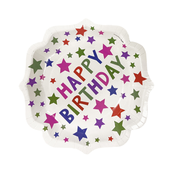 Karton Tabak 23cm 8li -White Stars- Karton Tabak 23cm 8li -White Stars-