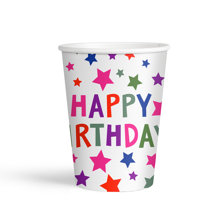Karton Bardak 8oz 8li -White Stars-