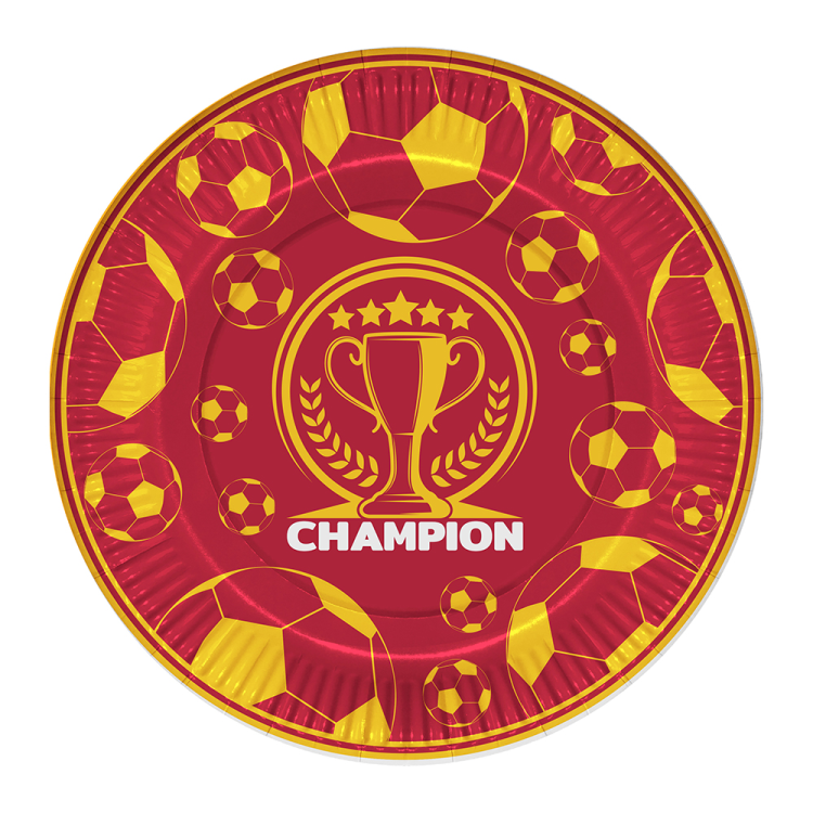 Karton Tabak 23cm 8li -Champion Sarı Kırmızı- Karton Tabak 23cm 8li -Champion Sarı Kırmızı-