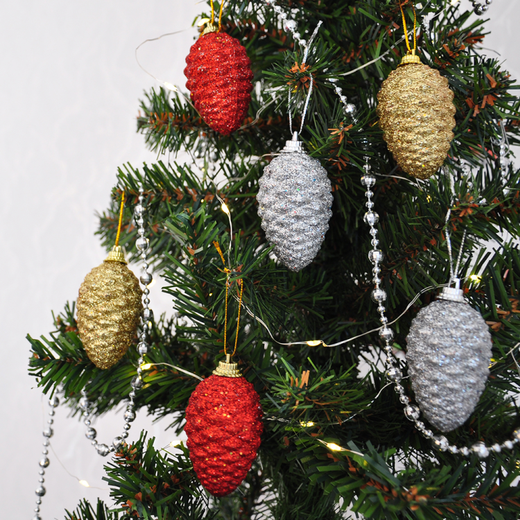 Yılbaşı Ağaç Süsü Simli Kozalak 6lı Yılbaşı Ağaç Süsü Simli Kozalak 6lı